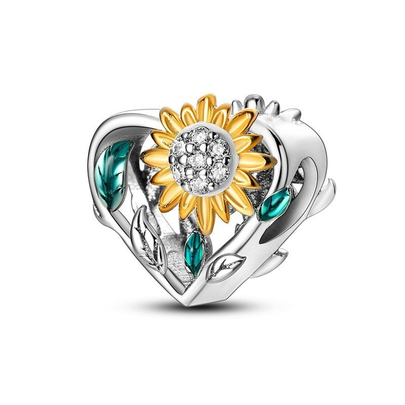 Ocean Wind Dolphin Whale Pendant Beads Copper Plated 925 Silver DIY Beads Bracelet Necklace