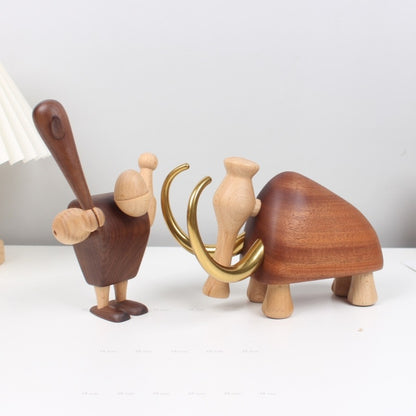 Solid wood carving mammoth creative home decoration TV cabinet desktop ornament simple style wood handicraft
