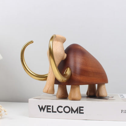 Solid wood carving mammoth creative home decoration TV cabinet desktop ornament simple style wood handicraft