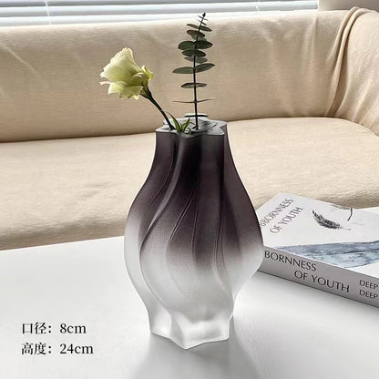 Modern simple frosted glass vase personalized creative living room office home flower arrangement ornament decorative crafts