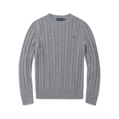 Crew Neck Pullover Fashion Jacket Knitted Sweater Casual Pony Sweater