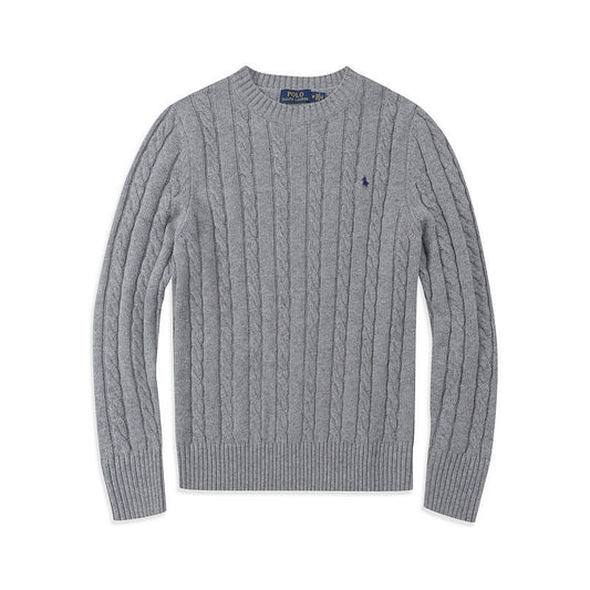 Crew Neck Pullover Fashion Jacket Knitted Sweater Casual Pony Sweater