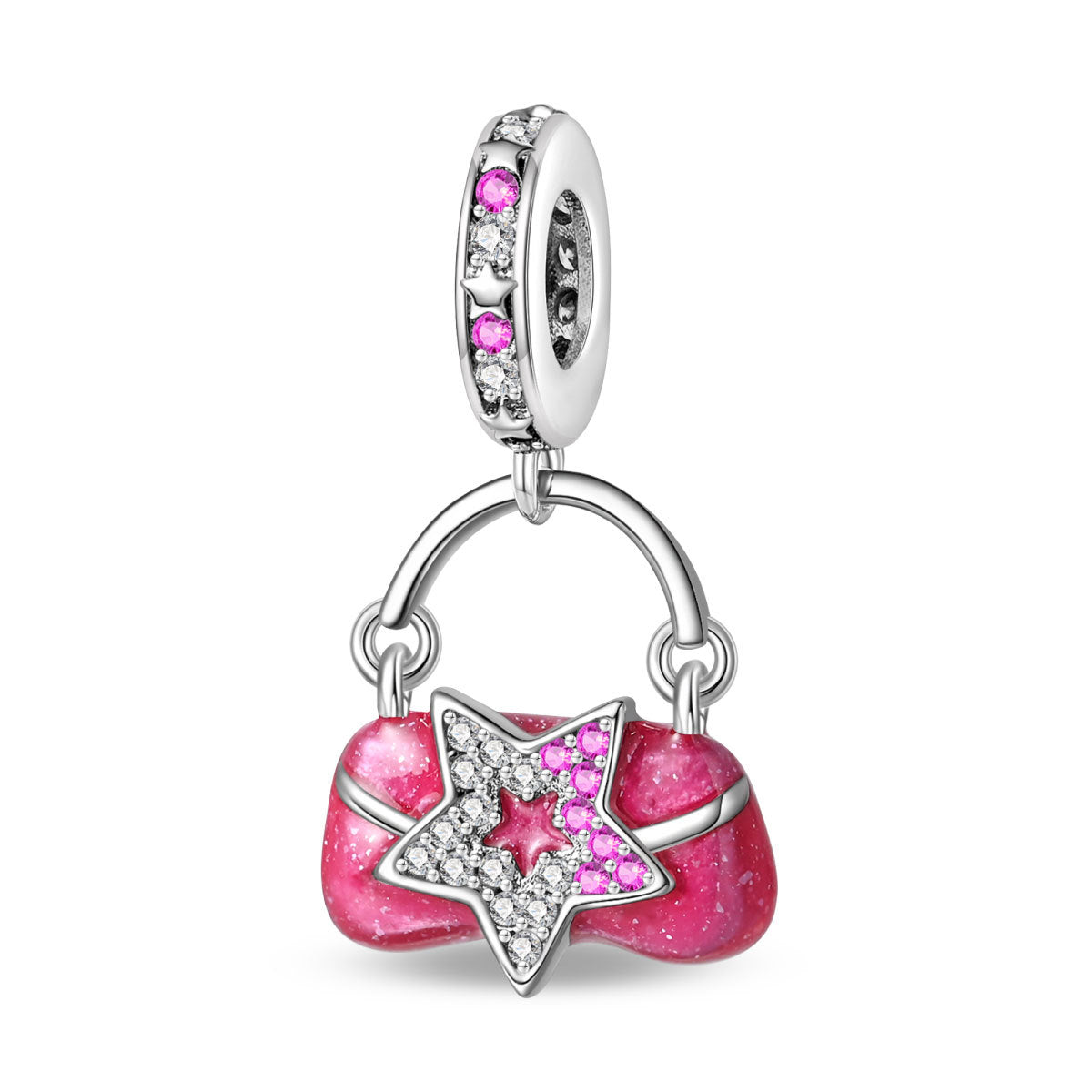 Bobby Pink Fashion Beauty Charm Beads DIY Jewelry Accessories Bracelet Copper Plated 925 Silver