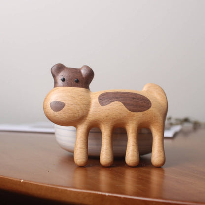 Creative solid wood puppy comb 4-in-1 massage comb anti-hair loss hair treatment scraping face eye dredging meridian comb