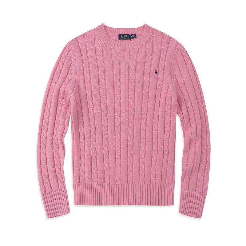 Crew Neck Pullover Fashion Jacket Knitted Sweater Casual Pony Sweater