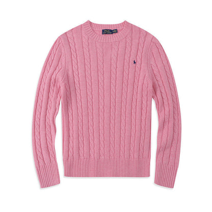 Crew Neck Pullover Fashion Jacket Knitted Sweater Casual Pony Sweater