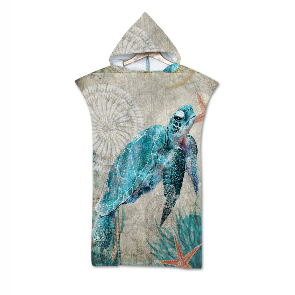 hooded bath towel, embroidered, beach towel 3D digital printing adult, sewn edge bath towel microfiber