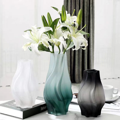 Modern simple frosted glass vase personalized creative living room office home flower arrangement ornament decorative crafts