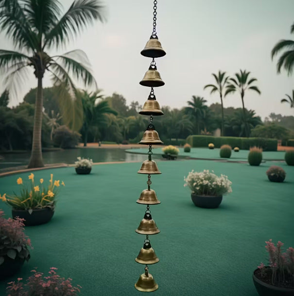 Handmade Metal Wind Chimes Outdoor Wind Chimes - Classic Country Iron Bells with Decorative Chain Creative Bell Pendant