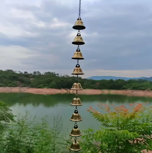 Handmade Metal Wind Chimes Outdoor Wind Chimes - Classic Country Iron Bells with Decorative Chain Creative Bell Pendant