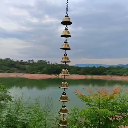 Handmade Metal Wind Chimes Outdoor Wind Chimes - Classic Country Iron Bells with Decorative Chain Creative Bell Pendant