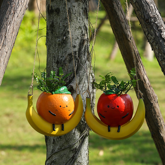 Swing Fruit Flower Pot Ornament Home Creative Balcony Outdoor Hanging Ornament Resin Crafts