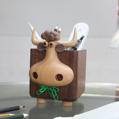 Black walnut calf storage box solid wood large-capacity pen holder creative wooden gift desktop multi-functional ornament