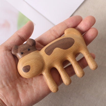 Creative solid wood puppy comb 4-in-1 massage comb anti-hair loss hair treatment scraping face eye dredging meridian comb