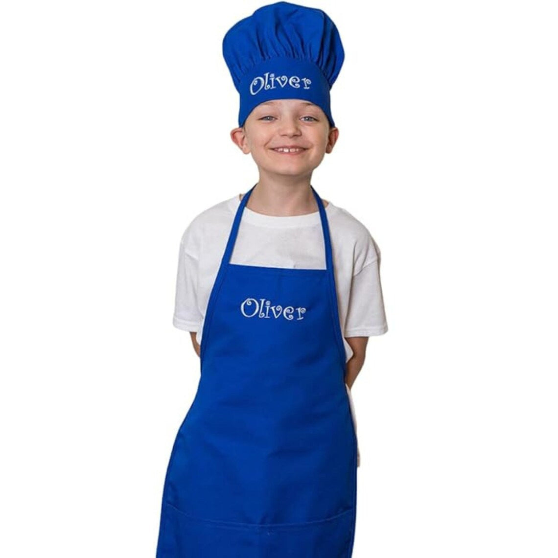 Embroidered children's apron kindergarten painting kids waistcoat chef set with hat
