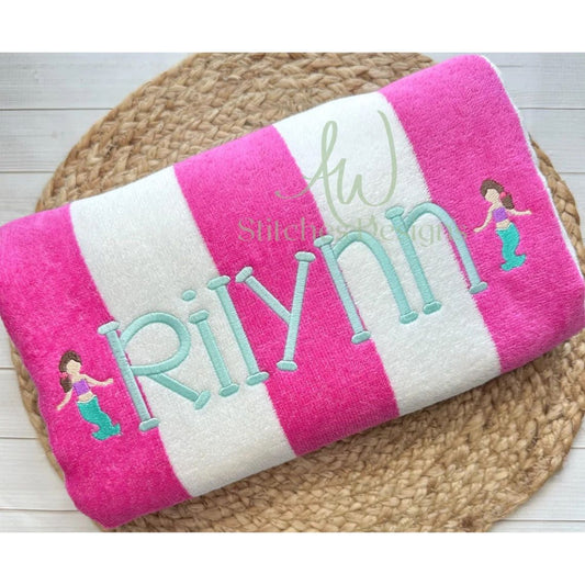 Embroidered Cabana towels, beach towels, embroidery, coral fleece, bath towels