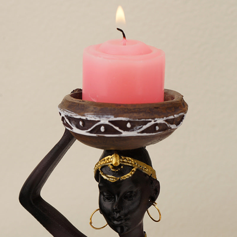 Candlestick ornament creative resin black candlestick ins home entrance decoration