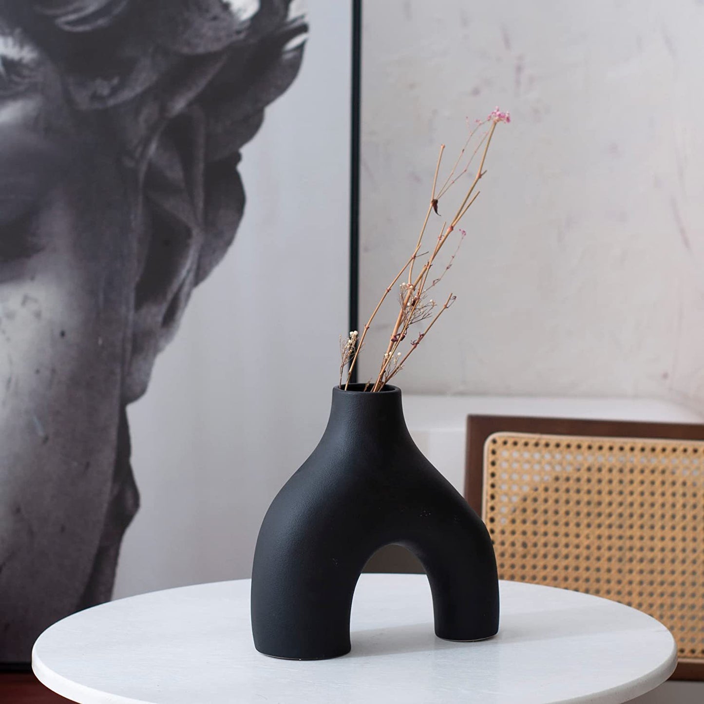 Water transfer marble vase, simple home ceramic flower arrangement, creative decoration