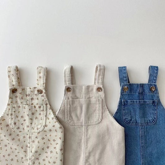100% cotton children's clothing infants autumn and winter floral denim cute overalls children's jumpsuit overalls