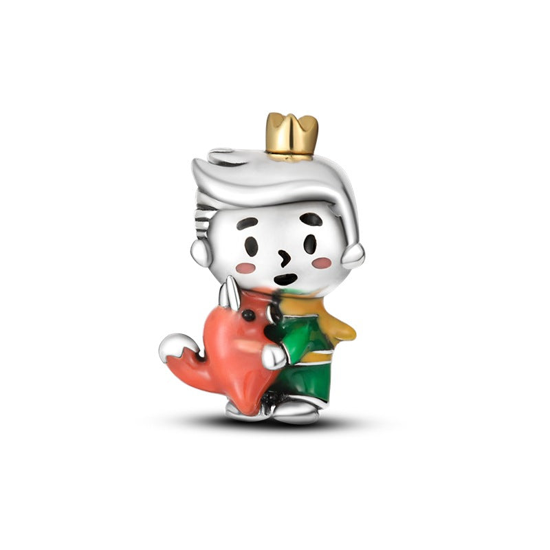 Ocean Wind Dolphin Whale Pendant Beads Copper Plated 925 Silver DIY Beads Bracelet Necklace