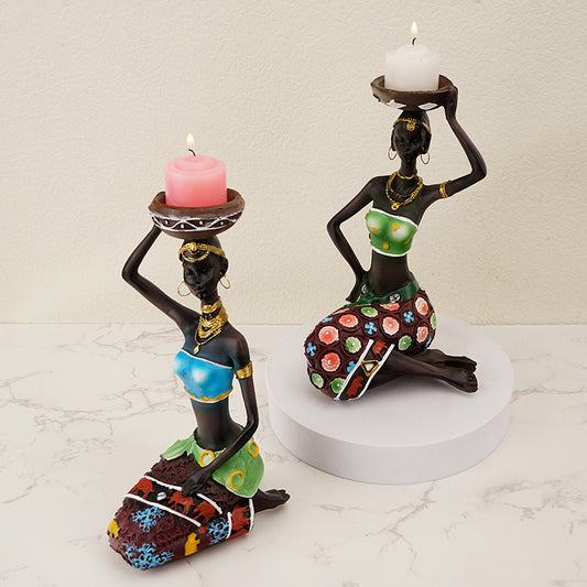 Candlestick ornament creative resin black candlestick ins home entrance decoration