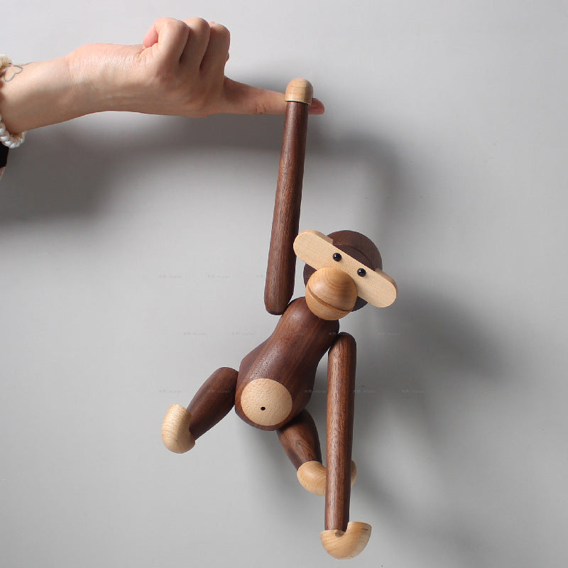 solid wood monkey home ornament creative holiday gift black walnut gibbon pendant wooden handicraft