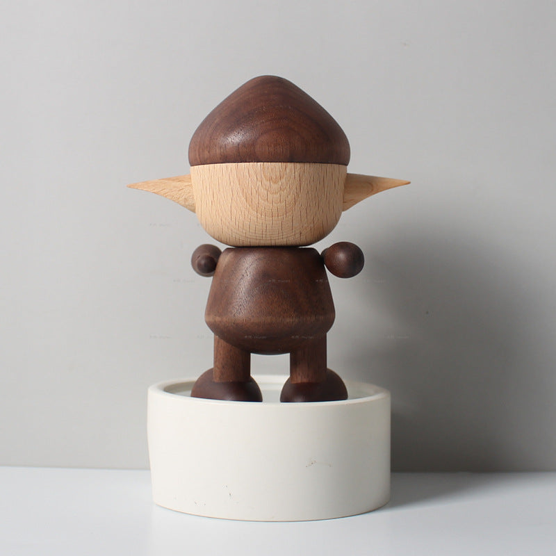 Wooden doll creative gift mysterious elf soft decoration model room wooden product ornament mascot doll