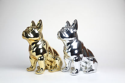 Electroplating French bulldog sculpture Nordic style modern Internet celebrity decoration entrance store lucky ornament