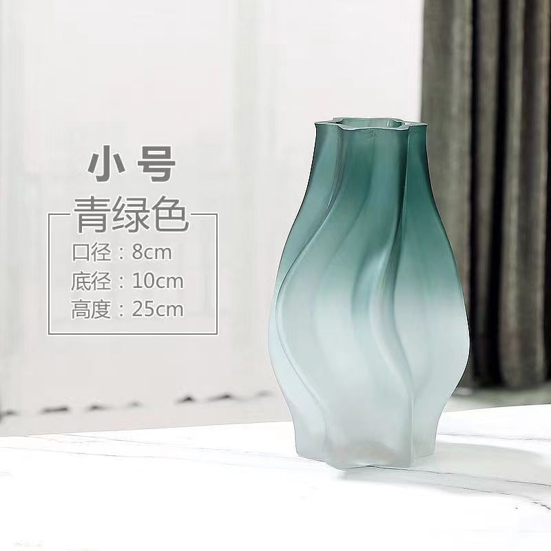 Modern simple frosted glass vase personalized creative living room office home flower arrangement ornament decorative crafts
