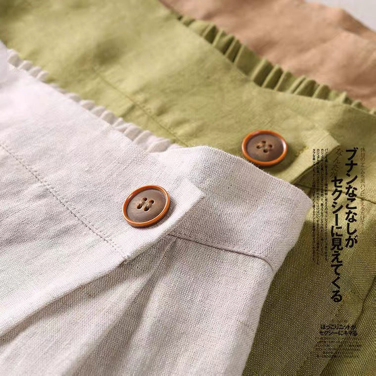 Bust skirt women's summer new casual A-shaped skirt summer cotton and linen medium and long elastic waist swing skirt