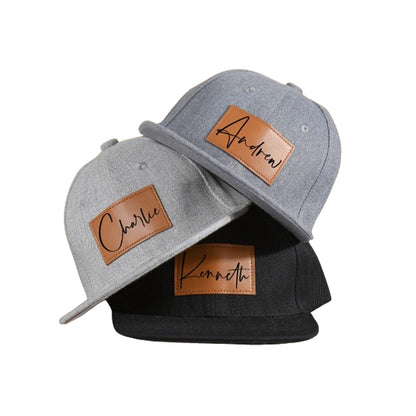 Parent-child gift hat DIY text leather label Father's Day gift peaked cap family gift baseball cap