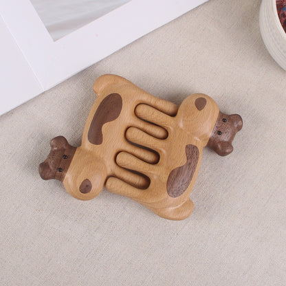 Creative solid wood puppy comb 4-in-1 massage comb anti-hair loss hair treatment scraping face eye dredging meridian comb