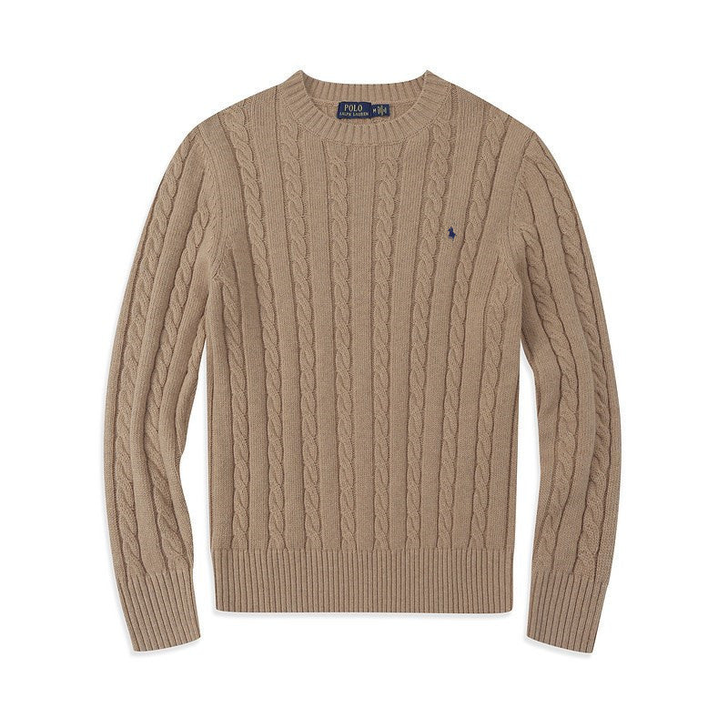 Crew Neck Pullover Fashion Jacket Knitted Sweater Casual Pony Sweater