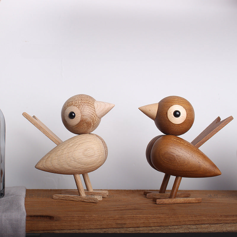 Puppet solid wood creative wood handicrafts sparrow European home decoration bird living room ornament
