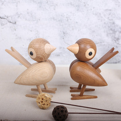 Puppet solid wood creative wood handicrafts sparrow European home decoration bird living room ornament