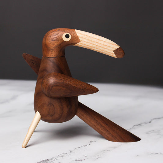 Nordic puppet model house toucan creative home gift walnut hornbill wooden bird ornament wholesale