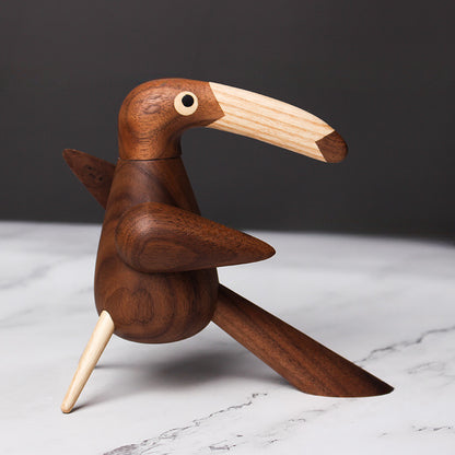 Nordic puppet model house toucan creative home gift walnut hornbill wooden bird ornament wholesale
