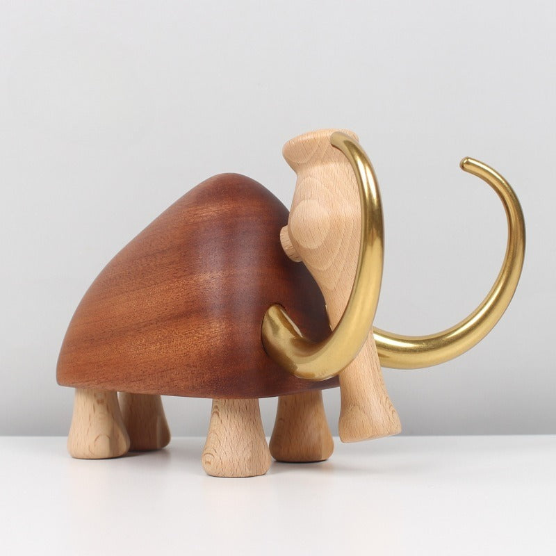 Solid wood carving mammoth creative home decoration TV cabinet desktop ornament simple style wood handicraft