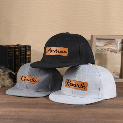 Parent-child gift hat DIY text leather label Father's Day gift peaked cap family gift baseball cap