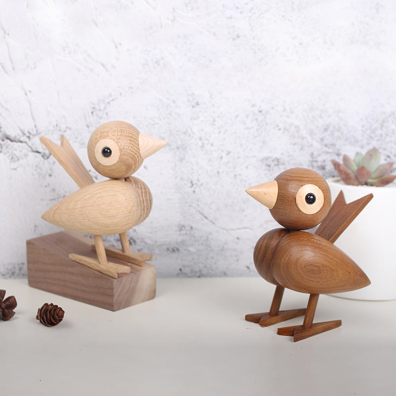 Puppet solid wood creative wood handicrafts sparrow European home decoration bird living room ornament