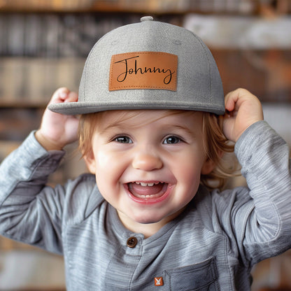 Parent-child gift hat DIY text leather label Father's Day gift peaked cap family gift baseball cap