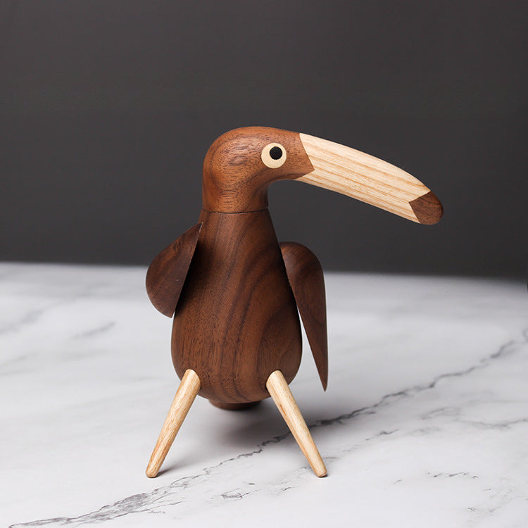 Nordic puppet model house toucan creative home gift walnut hornbill wooden bird ornament wholesale